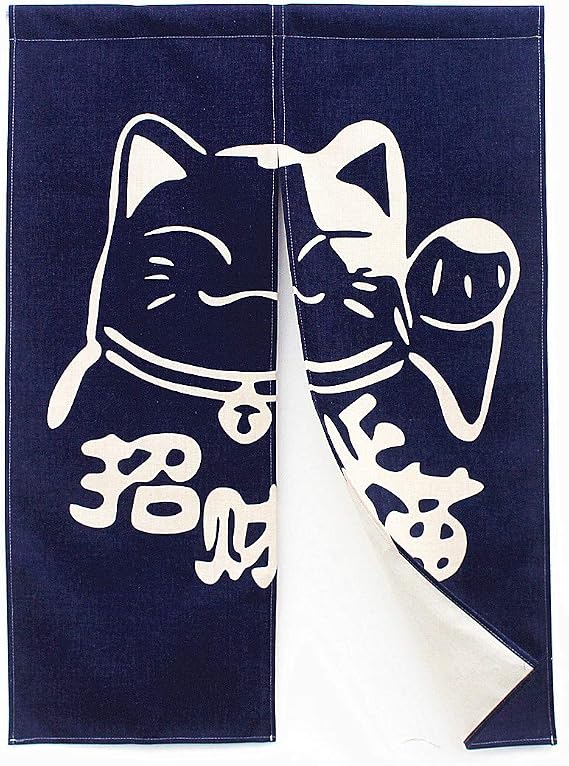 MYRU Lucky Cat Japanese Curtain Noren Japanese Curtain Doorway,33"x47"(Style C)