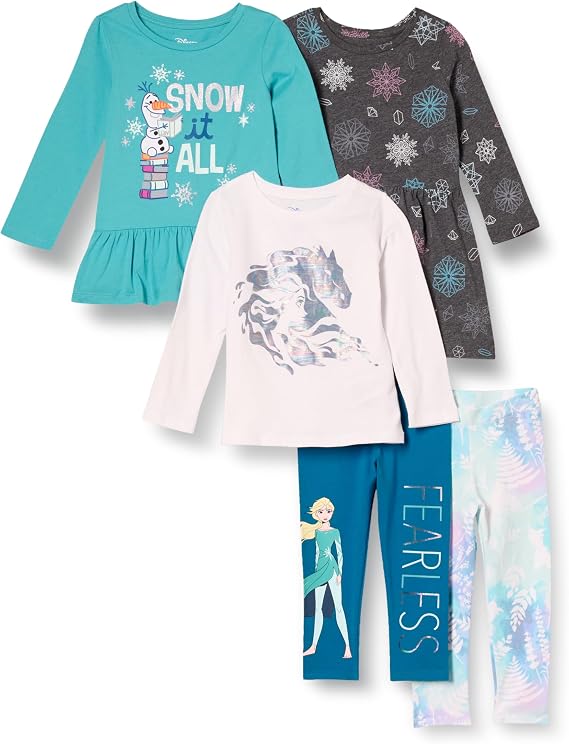 Amazon Essentials Disney | Marvel | Star Wars | Frozen | Princess Girls and Toddlers' Mix-and-Match Cotton Set, Pack of 5