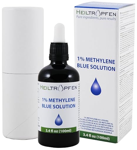 Methylene Blue 1% Solution 3.4 Fl Oz - 100 ml | Ultra High Purity | USP Pharma Grade Ingredients - Third-Party Tested | Formaldehyde Free | Glass Bottle | Heiltropfen
