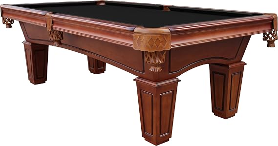 Playcraft St Lawrence 8' Slate Pool Table w/Leather Drop Pockets - Billiard Table with Solid Hardwood & 3pc Slate System - Perfect for Game Room, Office or Dens - 25 Cloth Colors