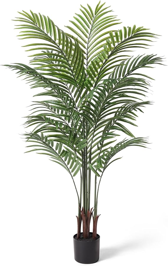 Artificial Areca Palm Plant 5Ft Fake Tropical Palm Tree, Perfect Faux Dypsis Lutescens Plants in Pot for Indoor Outdoor House Home Office Garden Modern Decoration Housewarming Gift,1Pcs