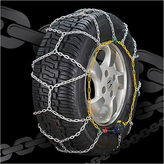 Snow Chains Quick Easy Installation,Tire Traction Chain For Car Trucks SUV, Adjustable Universal Emergency Thickening Tire Chains, Emergency Traction -Set of 2(255/60 R19)
