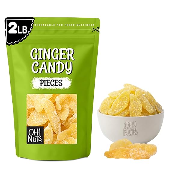 Oh! Nuts Ginger Candy Pieces, Dried Fruit Slices, Crystallized Sugar Coated
