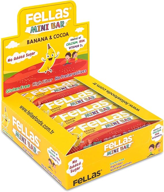 Fellas Kids Fruit Bar, Banana and Cocoa, 28gr x 12 Pieces