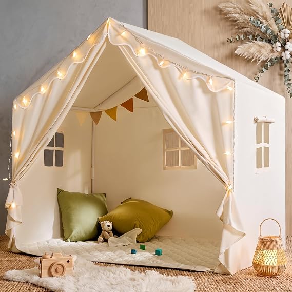 Tiny Land Kids Tent with Mat & Star Lights, Indoor Playhouse, Reading Nook