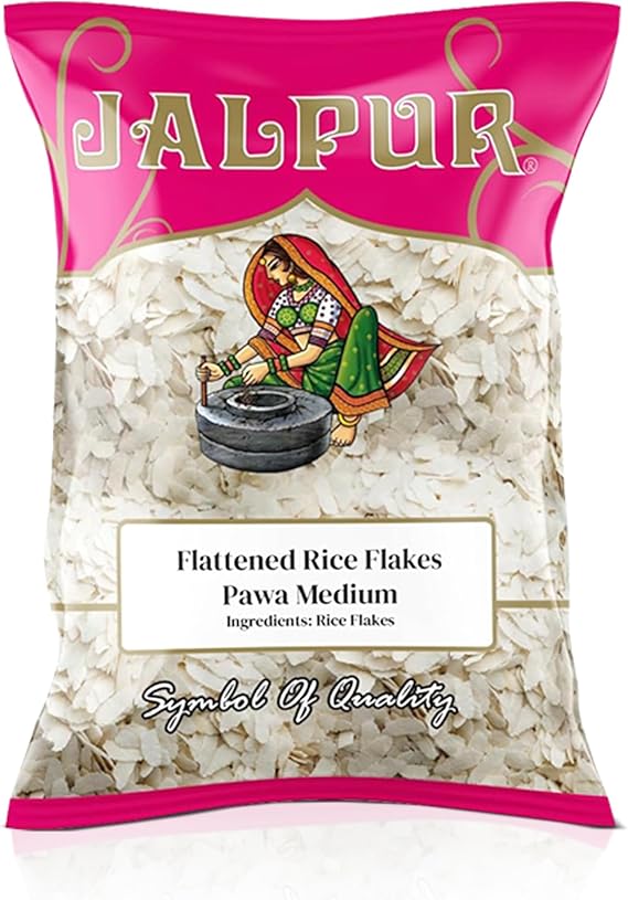 JALPUR MILLERS Flattened Rice Flakes 1kg - Pawa Poha - Premium Quality Thin Rice Flakes for Indian Cooking, Breakfast, Snacks and Chivda - Light & Quick-Cooking - Low Fat - Ideal Pantry Essential