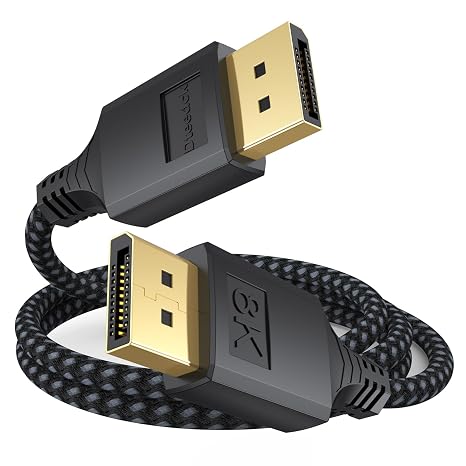 Display Port Cable 3ft, Display Port DP 1.4 8K@60Hz, 4K@144Hz, 2K@165Hz, 1080P@240Hz, 32.4Gbps Short Cord for Gaming Computer PC Laptop to Monitor