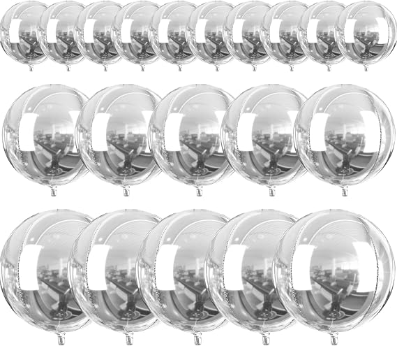 PartyWoo Metallic Silver Large Giant Foil 4D Balloons 20pcs Different Sizes | 22 15 10 Inch for Graduation Birthday Engagement Baby Shower Anniversary Bridal Shower Gender Reveal Party Decorations