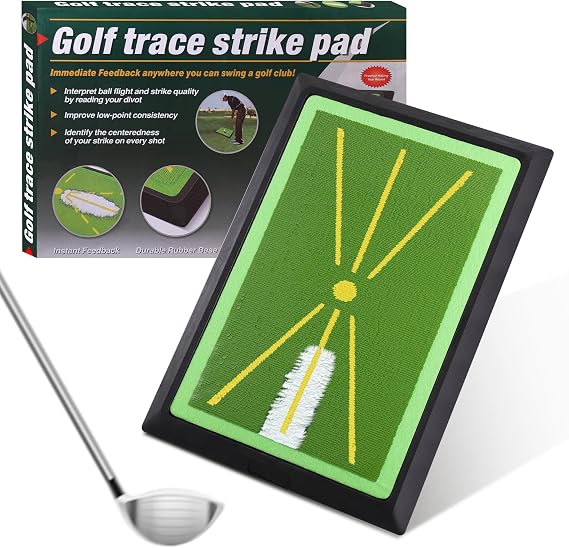 Golf Swing Training Mat with Instant Swing Path Feedback | Indoor & Outdoor Practice Mat with Heavy-Duty Anti-Slip Rubber Base | Improve Accuracy, Ball Striking & Consistency for All Golfers