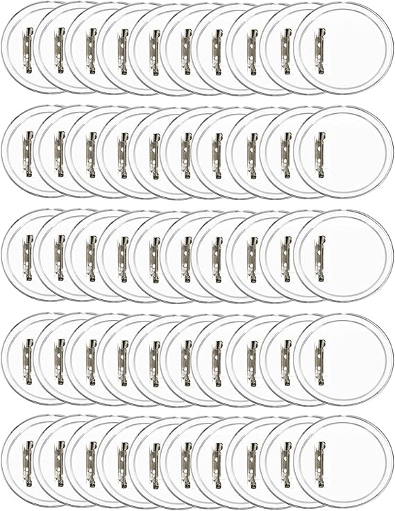 ZWIN 50 Pcs Pin Buttons 1.5 inch Acrylic Clear Badge Making Kit for Craft DIY Kids' Paper Craft Activities