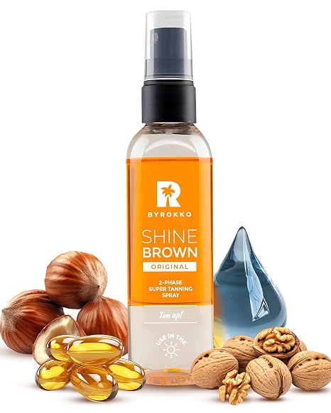 Shine Brown Tanning Oil in 2 Phases with Hyaluronic Acid Moisturising Formula for a More Intense Tan for Sunbathing and Solarium