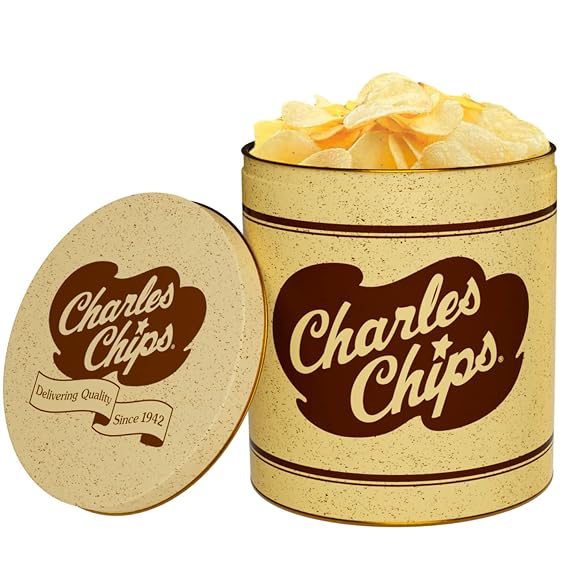 Charles Chips Buttermilk Sour Cream Potato Chips 16oz Tangy Creamy Snack in Iconic Recyclable Steel Tin | Gluten Free & Kosher | Great for Dipping & Parties | Since 1942
