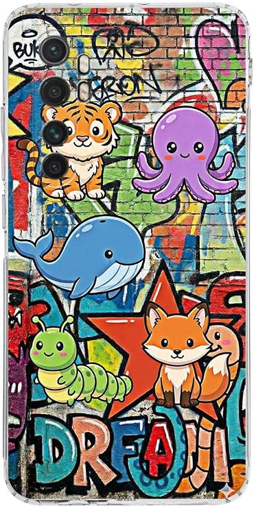 Xiaomi Mi Note 10 Lite ile Uyumlu Grafiti Mini Tasarımlı Şeffaf Silikon Kılıf