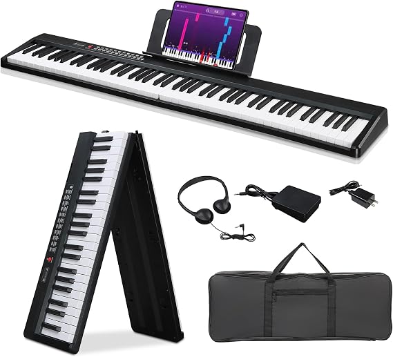 LALAHO 88 Key Foldable Keyboard Piano,Electric Piano Digital Piano