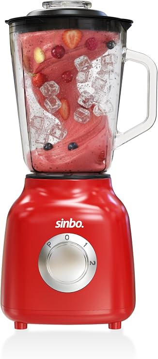 Sinbo SHB-7516 Turbo Blender - Smoothie Blender - 1.5 Litre Cam Hazne-Kırmızı