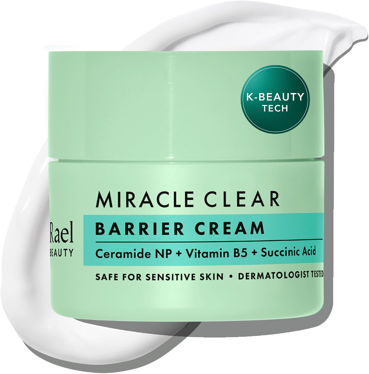 Rael Miracle Clear Face Barrier Cream - Korean Skincare, Oil-Free Moisturiser for Acne Prone Sensitive & Oily Skin, Lightweight, w/Ceramide NP, Vitamin B5 Panthenol, Succinic Acid, Vegan (53ml)