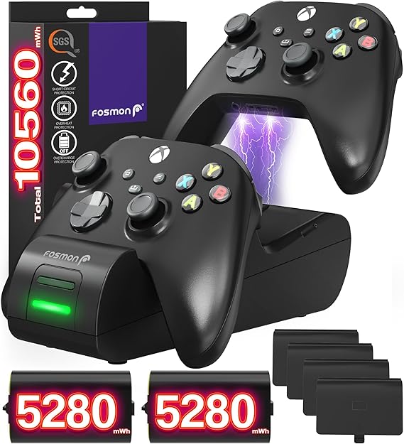 Fosmon Fast Charging for Xbox Controller Charger Station Dock, Black