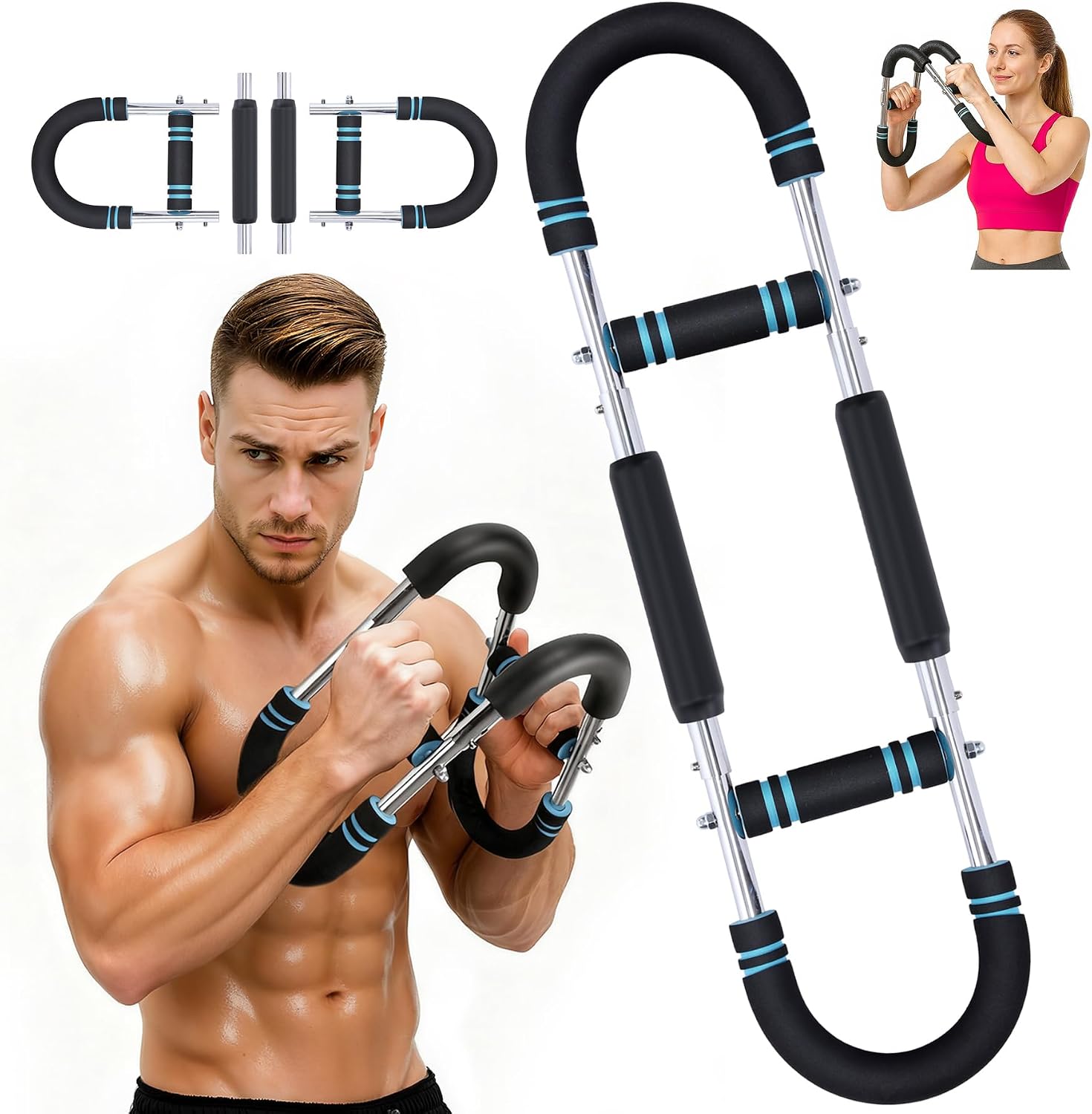 WARMOUNTS Twister Arm Trainer, Chest Workout Equipment, 66-110lb Adjustable Chest Trainer for Men, Arm Exercise Equipment Strength Training, Home Workout Equipment with Portable Spring Resistance