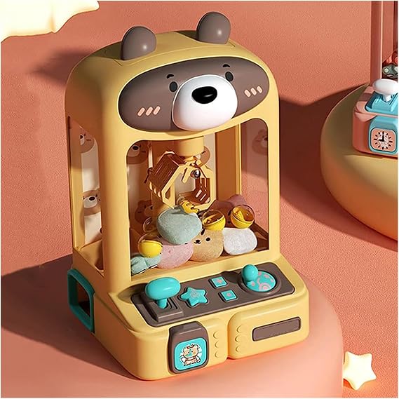 Kids Claw Machine with Music and Light,30 Toys and 10 Gashapons, Toy Grabber Claw Machine for Home Party Christmas Birthday Gifts,Bear