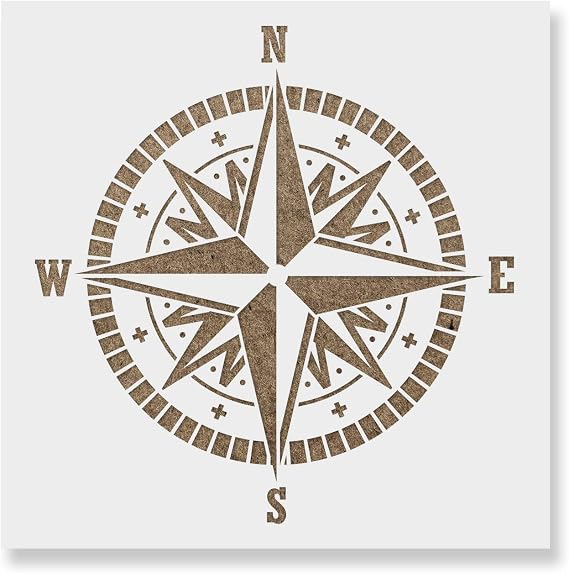 Compass Rose Stencil - Ocean and Large Compass Design for Nautical Decor