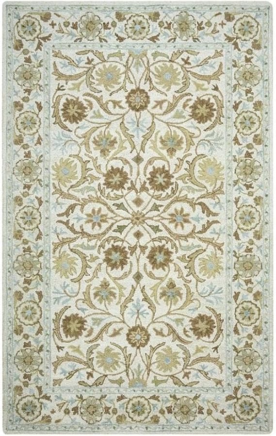 Rizzy Home Alora Decor Crypt 8' x 10' Border Blue/Ivory Hand-Tufted Area Rug