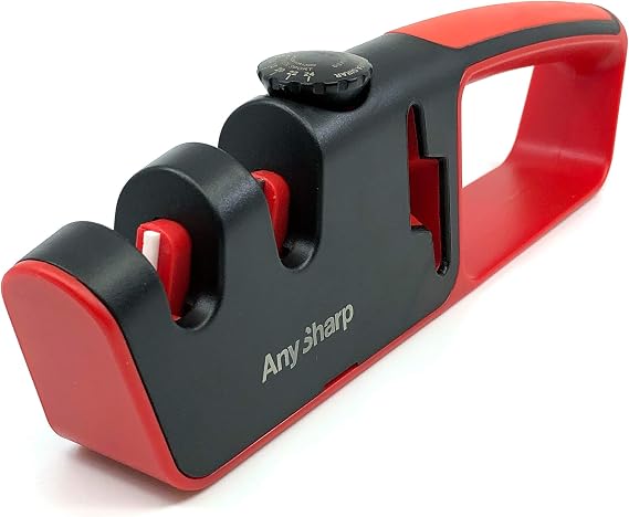 AnySharp Adjustable Angle, 2 Stage Knife Sharpener & Scissors Sharpener with ComfortGrip