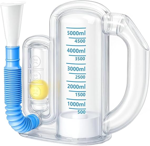 Incentive Spirometer-Incentive Spirometer Adult Breathing Exercise Device for Lungs,Deep Breathing Trainer for Children and Adults,5000ml Capacity Measurement with Flow Indicator