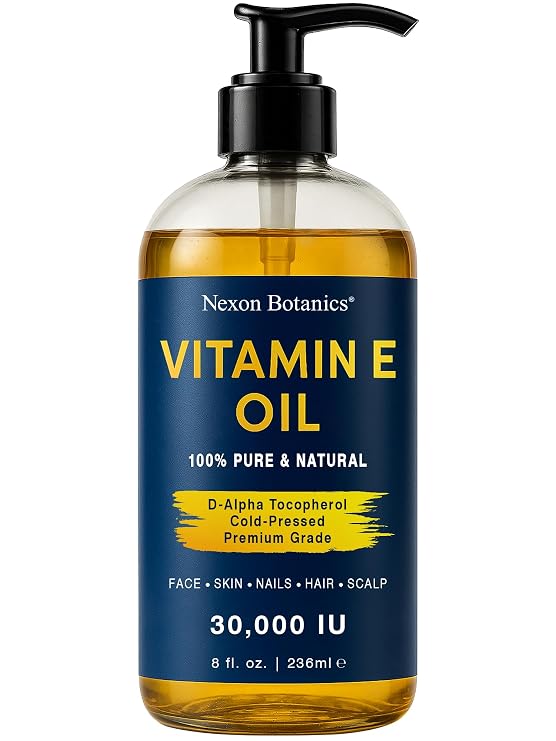 Pure Vitamin E Oil for Skin 30,000 IU, 8 fl oz - Cold-Pressed & Hexane Free
