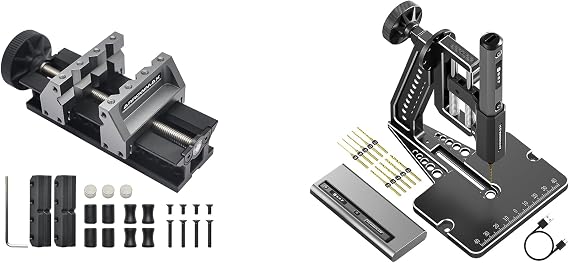 AM ARROWMAX 4-Speed Mini Electric Drill Pen With Benchtop Press & AM ARROWMAX Precision Double-Ended Mini Bench Vise