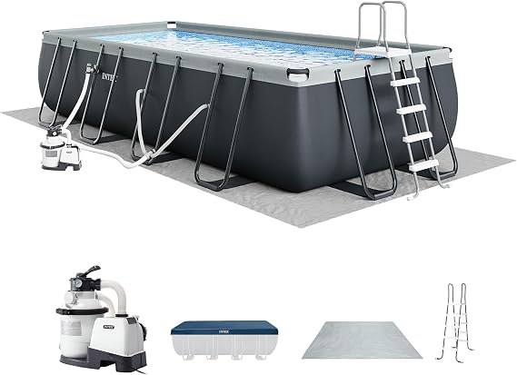 INTEX Ultra XTR 18ft x 9ft x 52in Above Ground Swimming Pool Set w/Pump | 26355EH - 1500 GPH Sand Filter Pump, Ladder, Pool Cover & Ground Cloth Included - Strong Galvanized Steel Frame