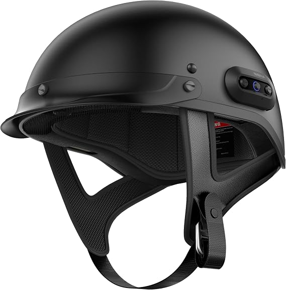 Sena Cavalry 2 Mesh Intercom Enabled Motorcycle Half Helmet, Integrated Communication System (Matte Black, Small)
