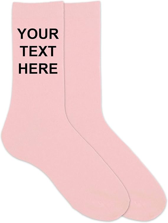 sockprints Custom Dress Socks for Men Add Your Text or Name, Personalized Writing Design, Printed Dress Socks