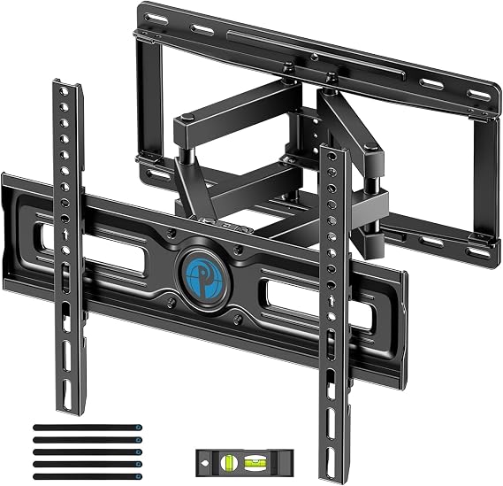 Pipishell Height Adjustable Full Motion TV Wall Mount for 2665 inch TVs | TV Mount with Dual Arms, Swivel, Tilt, Max VESA 400x400mm, 3 Bracket Heights, TV Bracket Fits 12/16 Wood Studs, PIMF4