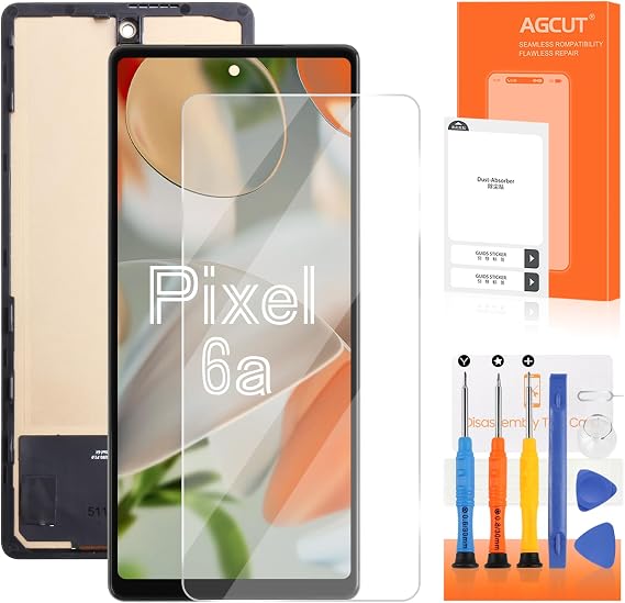 INCELL for Google Pixel 6A LCD Screen Replacement for Pixel 6A LCD Display GX7AS, GB62Z, G1AZG Screen Touch Digitizer Assembly Repair Part with Frame(No Fingerprint Funtion