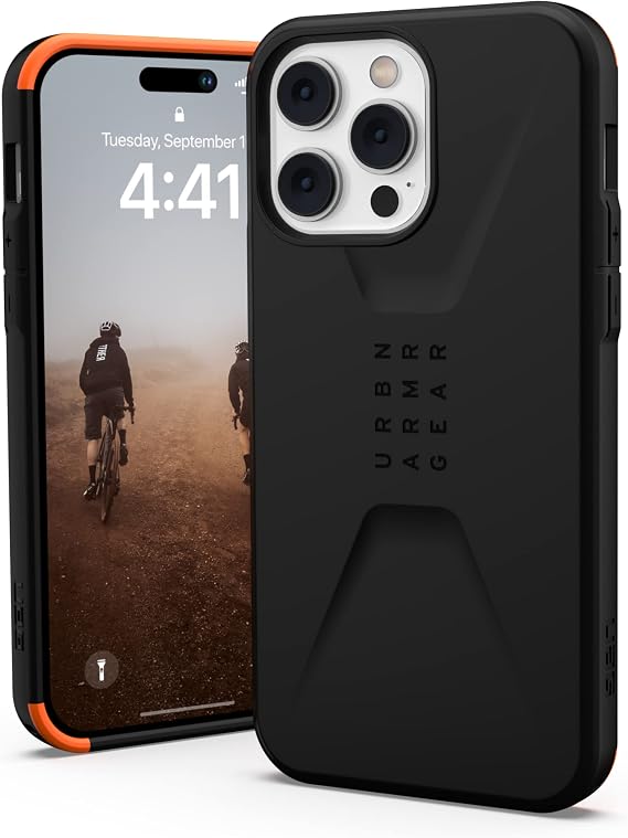 URBAN ARMOR GEAR UAG Designed for iPhone 14 Pro Max Case Black 6.7" Civilian Sleek Ultra Thin Slim Impact Resistant Dropproof Protective Cover Compatible with Wireless Charging