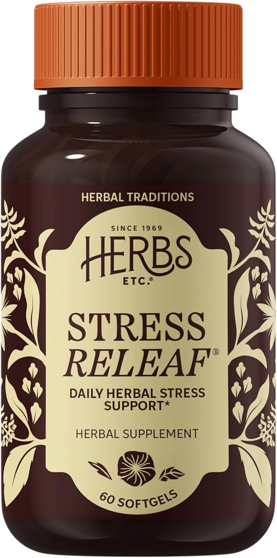 Herbs Etc. Stress ReLeaf Softgels, Organic, Gluten-Free, 60 Count