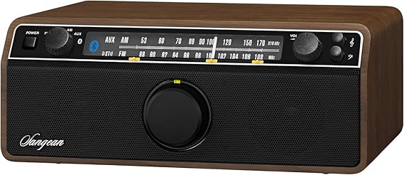 Sangean WR-12BT AM/FM/Bluetooth/AUX Analog Wooden Cabinet Receiver (Dark Walnut)