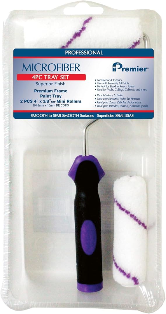 Premier, 44361, 4-Piece 4" Microfiber Mini Paint Roller Kit