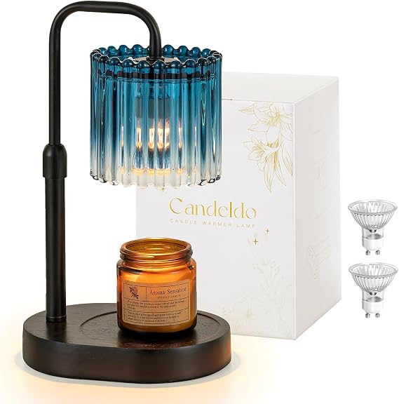 Candeldo Candle Warmer Lamp with Timer: Navy Blue Wax Melt Warmer