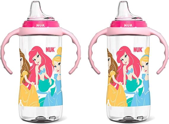 NUK Disney Princess Large Learner Cup 10oz 2pk BPA Free, Spill Proof Sippy Cup