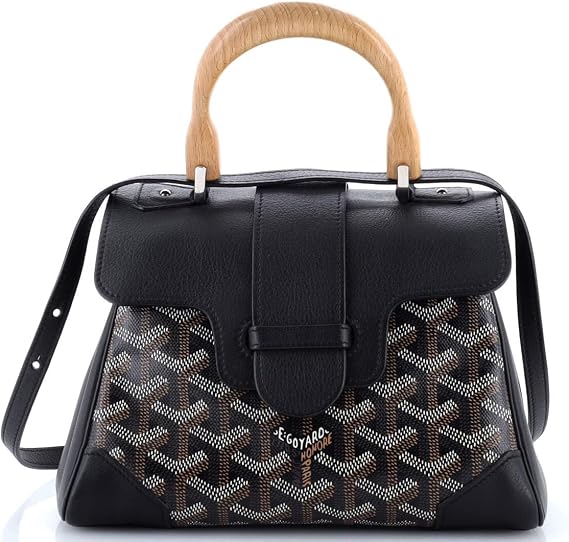 Pre-Loved Saigon Top Handle Bag Coated Canvas with Leather Mini, Black