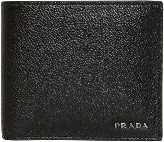 Prada Black Vitello Micro Grain Leather Bifold Wallet
