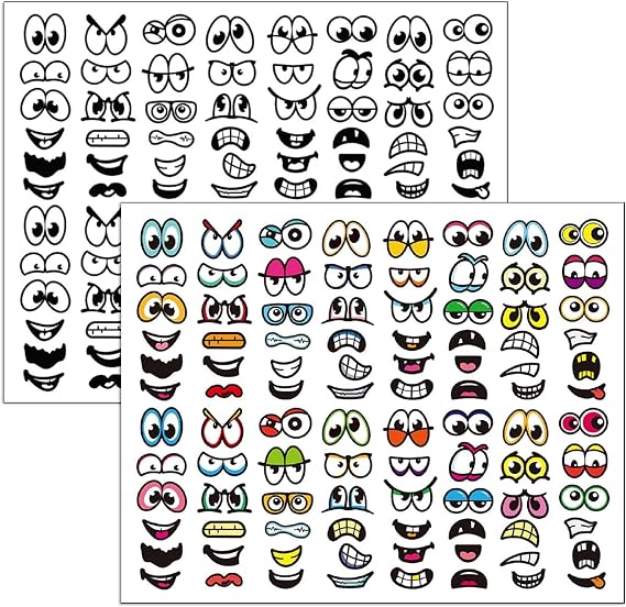 1152pcs Face Sticker Eyes Mouth Cartoon Halloween Stickers Funny Labels Gift Decor for Crafts Kids Scrapbooks Cards DIY Party Supplies (mouth12)