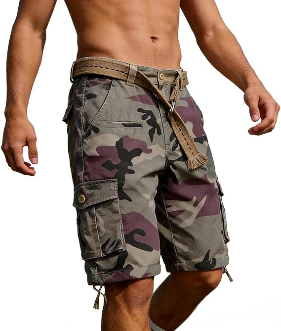 Men Cotton Casual Camo Cargo Shorts
