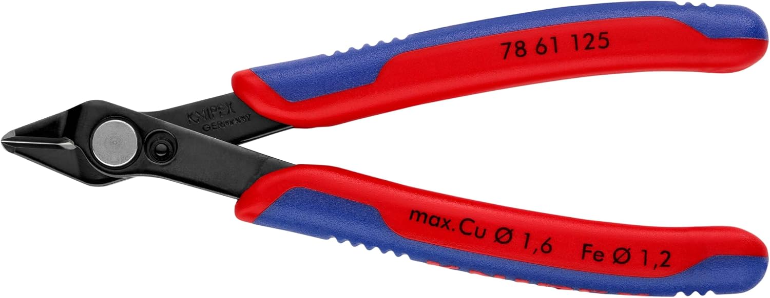 KNIPEX Electronic Super Cutters, electronic cross cutters for soft wires and fiber optic cables, polished against rust, 125 mm 78 61 125