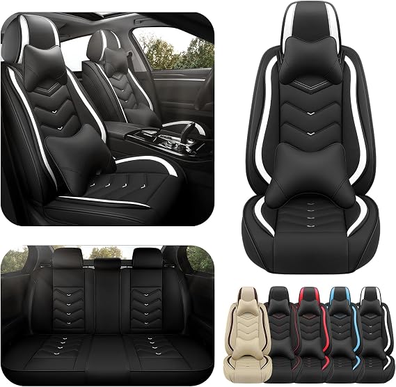 ADERN Car Seat Covers for Subaru Forester 2000-2026, Premium Nappa Leather Car Seat Cover, Stylish Sport Seat Covers, Automobile Seat Cover Sets.(Luxury 5 Seats/Black White)