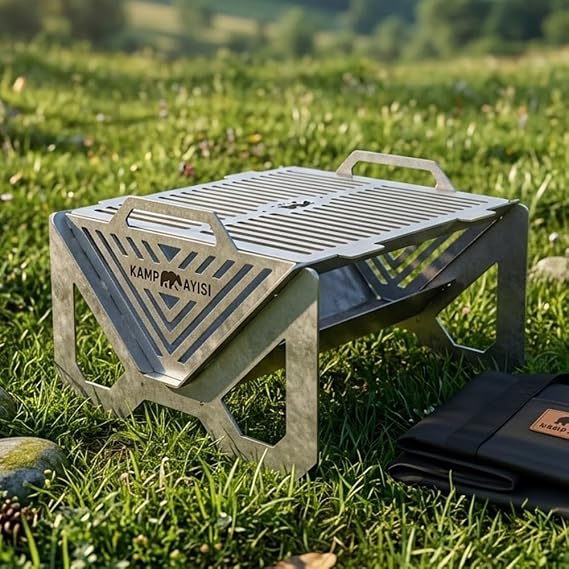 Kamp Ayısı® Grillblock™ Katlanır Paslanmaz Çelik Izgaralı Mangal