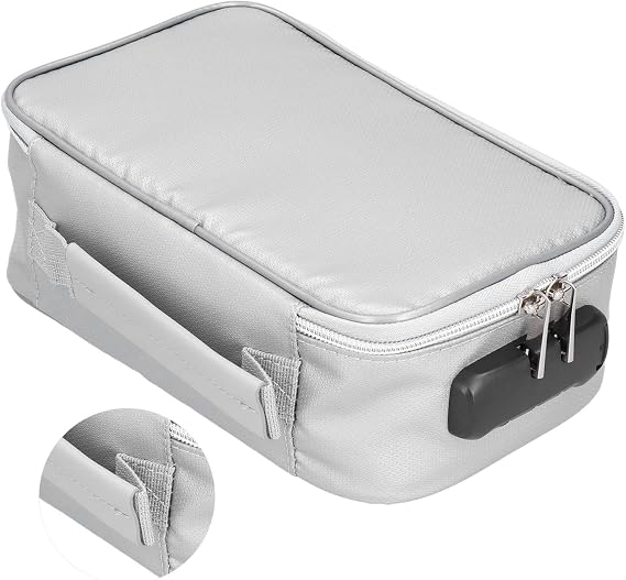 DocSafe Document Bag with Lock, Fireproof 3-Layer File Storage Case, with Lock Portable Small Fireproof Document Bag for Home Office Travel(silver)