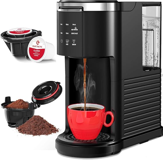 Electactic LED Single Serve Coffee Maker for KCup Pods & Ground Coffee