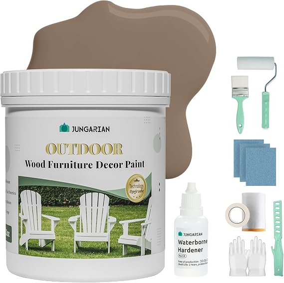 2K Outdoor Indoor Cabinet Furniture Paint With Tools - Water-Based, Low Odor All-in-One Paint - No Sanding, No Priming - Matte Finish for Floor, Doors, Tables, Dressers, 32oz, Sawdust
